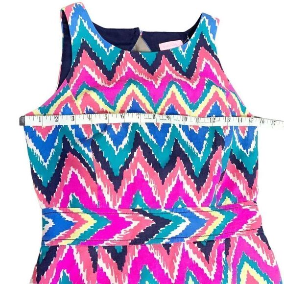 Lilly Pulitzer Kirkland Hearts A Flutter Chevron Keyhole Back Colorful Dress - 4 - Picture 14 of 14